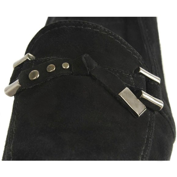 STUART WEITZMAN Black Suede Kitten Heel Loafers Size 7 1/2 - Picture 4 of 6